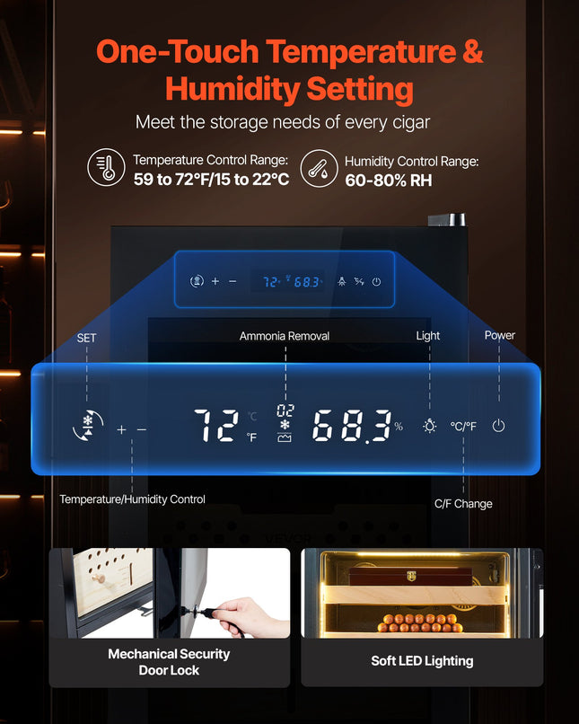 Elektrinis humidoras VEVOR JC-60, 60 l talpa