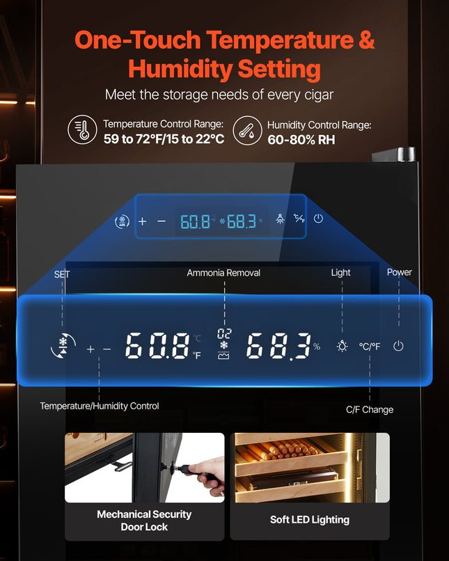 Elektrinis humidorius VEVOR JC-70, 70 l talpa