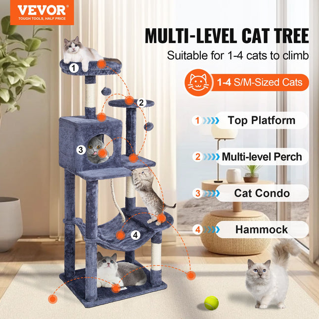 Draskyklė-namelis katėms VEVOR CAT791, 143 cm aukščio