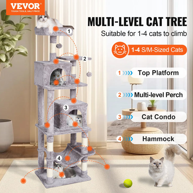 Draskyklė-namelis katėms VEVOR CAT793, 160 cm aukščio