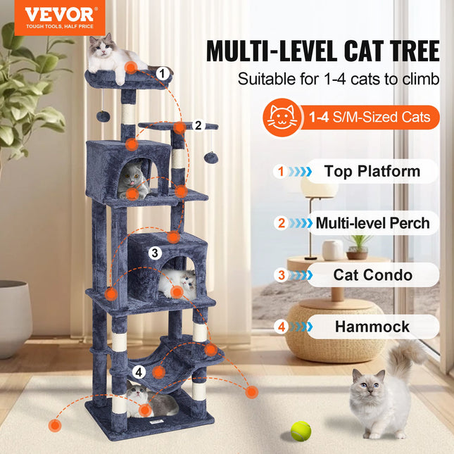 Draskyklė-namelis katėms VEVOR CAT793, 160 cm aukščio