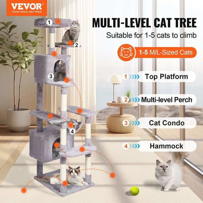 Draskyklė-namelis katėms VEVOR CAT795, 183 cm aukščio