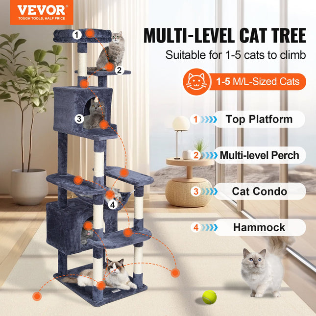 Draskyklė-namelis katėms VEVOR CAT795, 183 cm aukščio