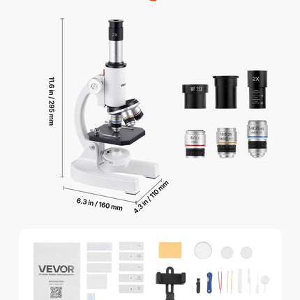 Monokulinis mikroskopas VEVOR xsp-01A, 40-2000x padidinimas