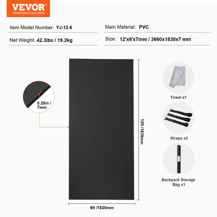 Sporto kilimėlis VEVOR YJ-12-6, 3,7x1,8 m