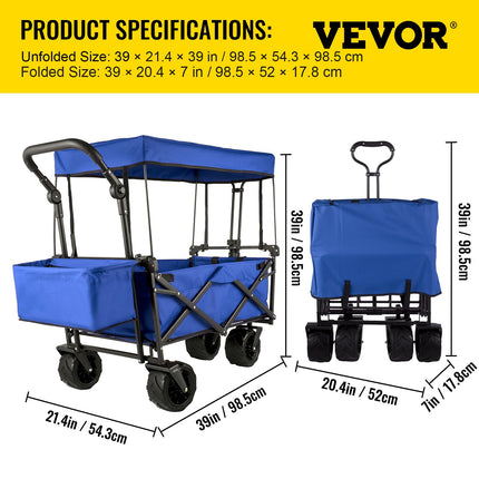 Sulankstomas vežimėlis VEVOR VV-CWC-BLUE, 100 kg keliamoji galia