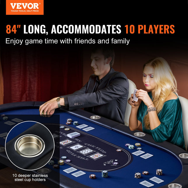 Sulankstomas pokerio stalas VEVOR SUS-8442, 10 žaidėjų