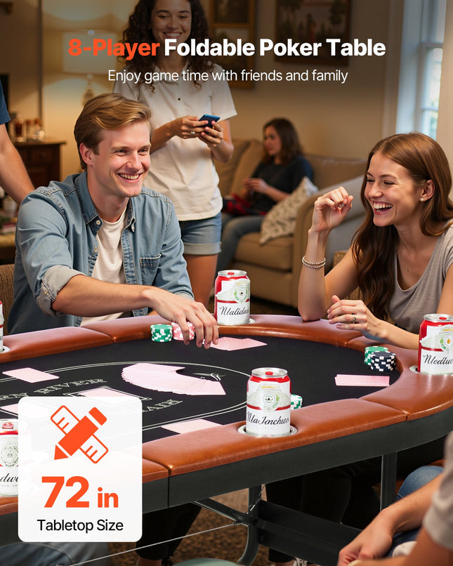 Sulankstomas pokerio stalas VEVOR SUS-7232C, 8 žaidėjams