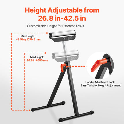Atraminis stovas su ritinėliu VEVOR YH-RS004 (2 vnt.), 61 kg keliamoji galia
