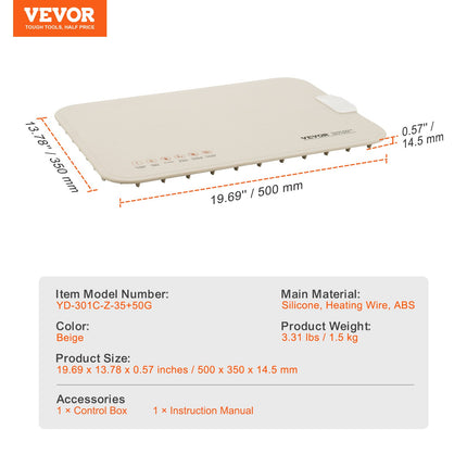 Elektrinis maisto šildymo padėklas VEVOR YD-301C-Z-35+50G, 500x350 mm