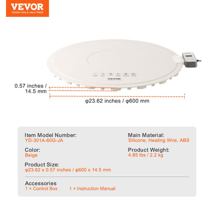 Elektrinis maisto šildymo padėklas VEVOR YD-301A-60G-JA, 600 mm