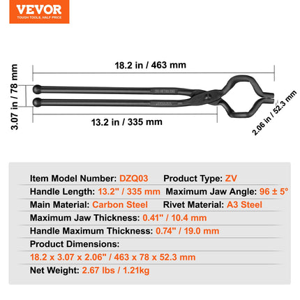 Kalvystės replės VEVOR DZQ03, 463 mm