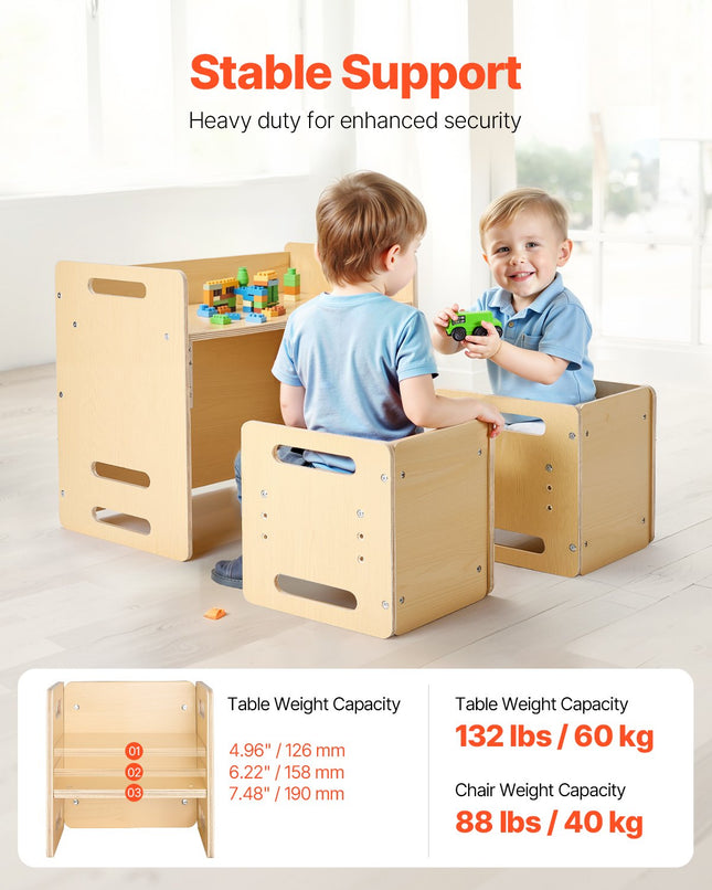 Montessori baldų komplektas VEVOR SYD05, su 2 kėdutėmis