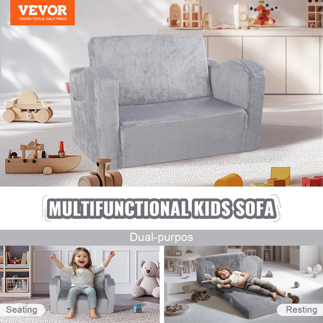 Vaikiška sofa-lova VEVOR FL-XY-3, 2-in-1 išskleidžiama konstrukcija