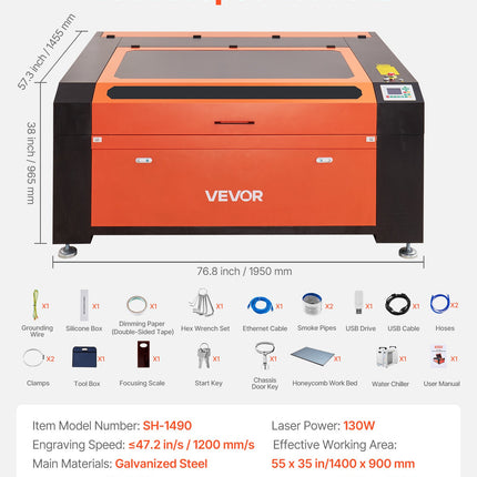 CO2 lazerinės graviravimo ir pjovimo staklės VEVOR SH-1490, 130W