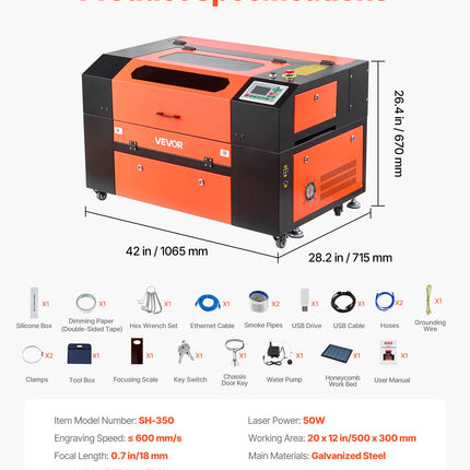 CO2 lazerinis graviravimo ir pjovimo staklės VEVOR SH-350, 50W