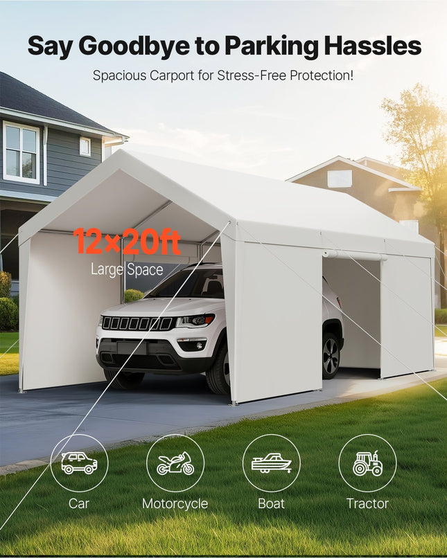 Automobilio palapinė-stoginė VEVOR SXYJSCK-FBS12X20FT-W, 3,65 x 6,09 m