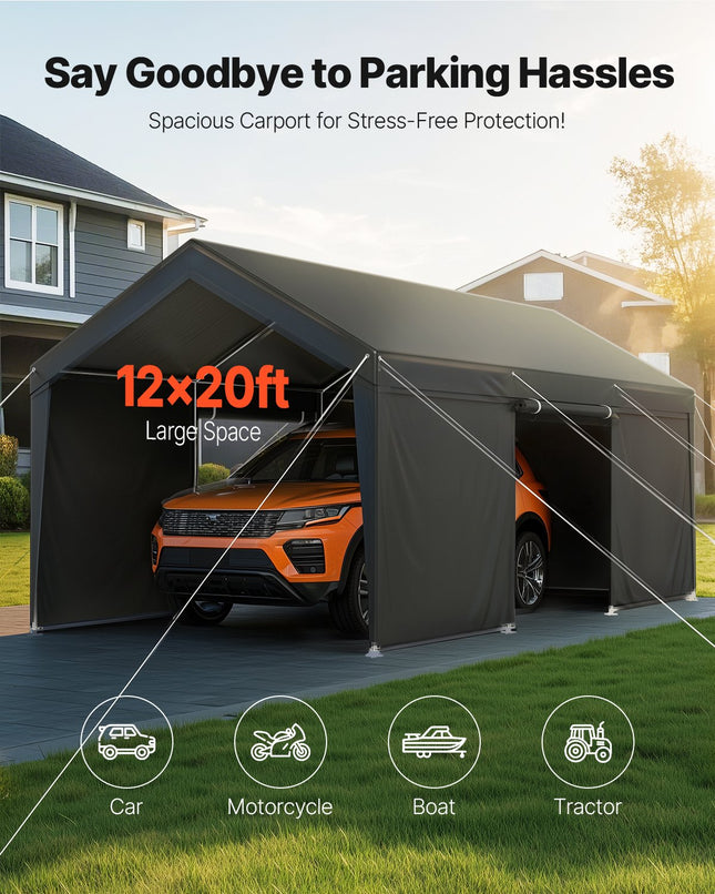 Automobilio stoginė VEVOR SXYJSCK-FBS12X20FT-G, 3,65 x 6,09 m