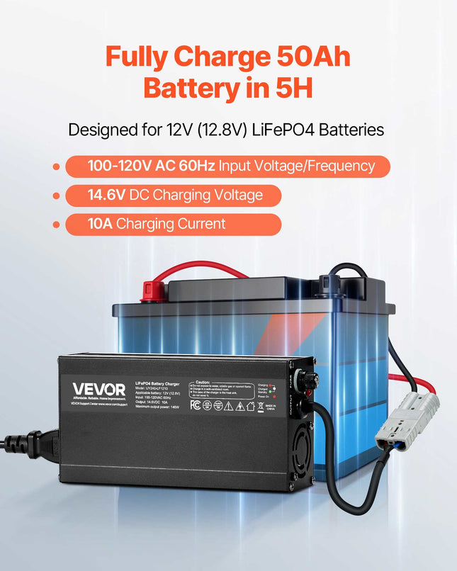 Ličio akumuliatorių įkroviklis VEVOR UY240-HF1210, 12V 10A