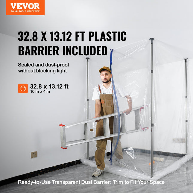 Dulkių barjero sistema VEVOR RECHDB1, 4 stulpai iki 304,8 cm