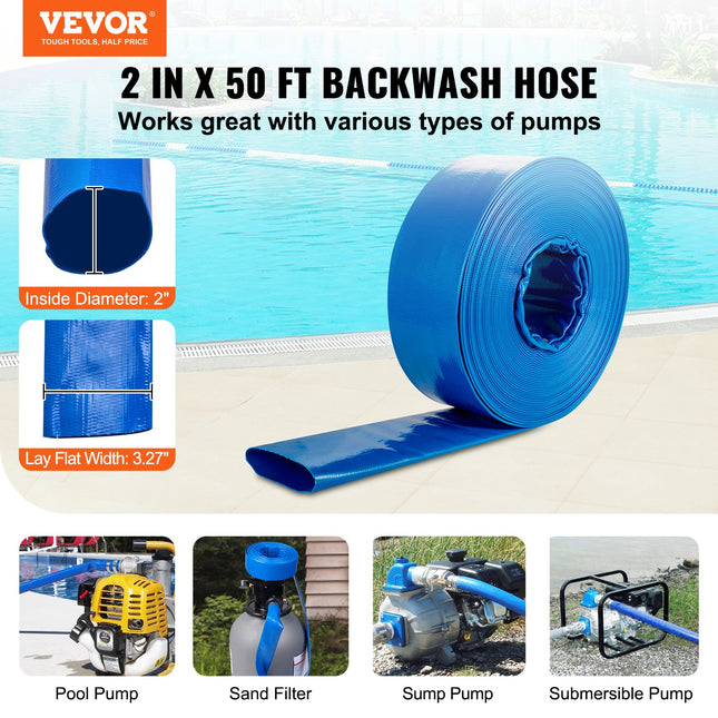 Baseino išleidimo žarna VEVOR wfctsl-07.in2ft500036L, 50.8 mm x 15.24 m