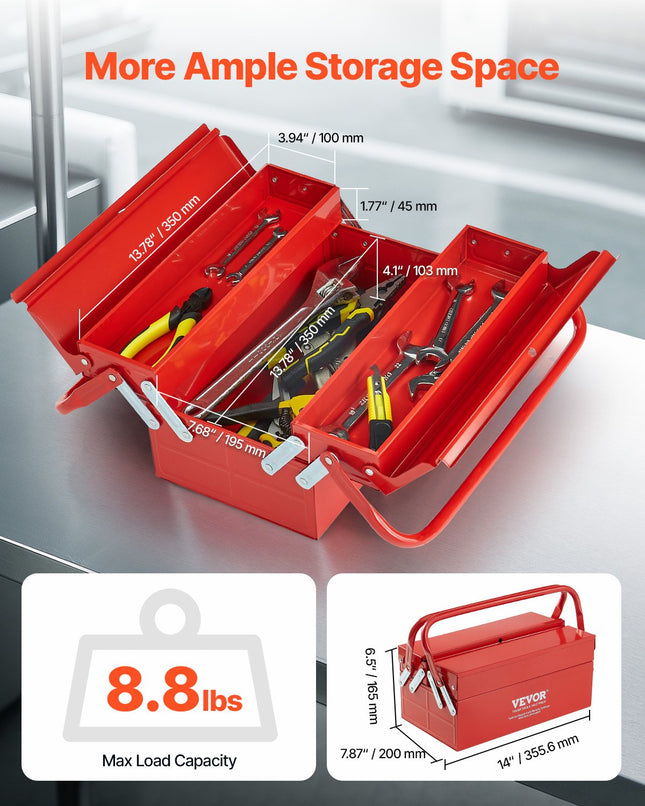 Metalinė įrankių dėžė VEVOR HM-355, 35 cm