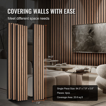 Akustinės medžio tašelių sienų panelės VEVOR LYW8292C2402, 2400x200 mm