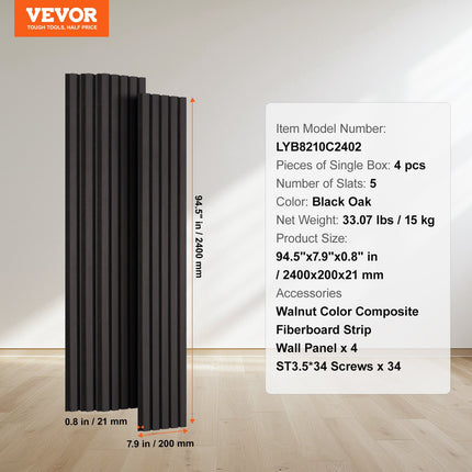 Akustinės sienų panelės VEVOR LYB8210C2402, 240x20 cm