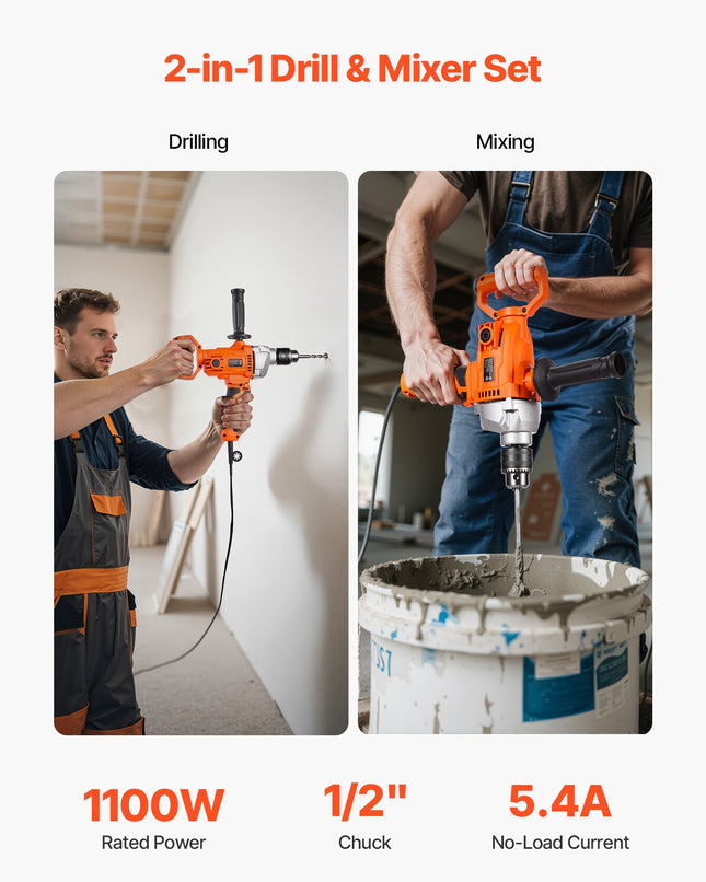 Elektrinis gręžtuvas-maišytuvas VEVOR 8116, 1100 W