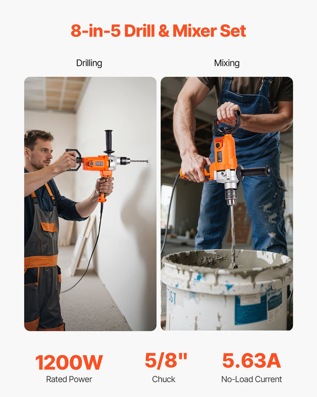 Elektrinis gręžtuvas-maišytuvas VEVOR 8516, 1200W