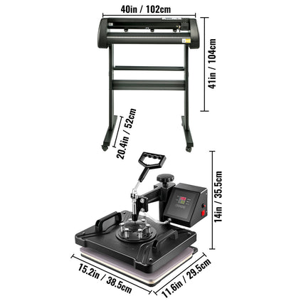 Termopresas ir vinilo pjoviklis VEVOR 5-in-1, 38x29 cm ir 870 mm
