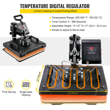 Termopresas VEVOR 6-in-1, 38x30 cm