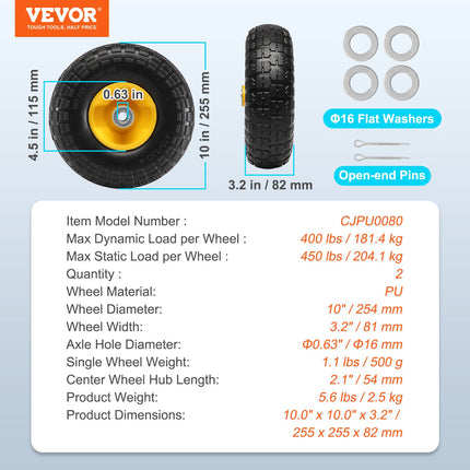 Nepraduriamos padangos su ratlankiais VEVOR CJPU0080, 181,4 kg apkrova