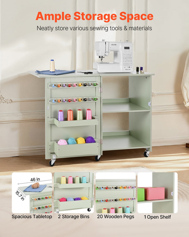 Sulankstomas siuvimo stalas VEVOR HL20250625001TM-1, 117 cm ilgio
