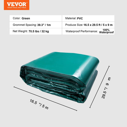 Neperšlampamas tentas VEVOR PVC, 5 x 9 m