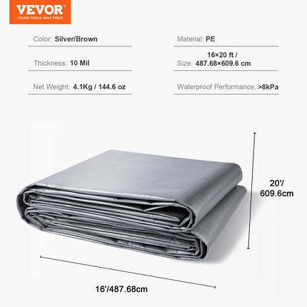 Neperšlampamas tentas VEVOR 16x20 ft, 487,7 x 609,6 cm