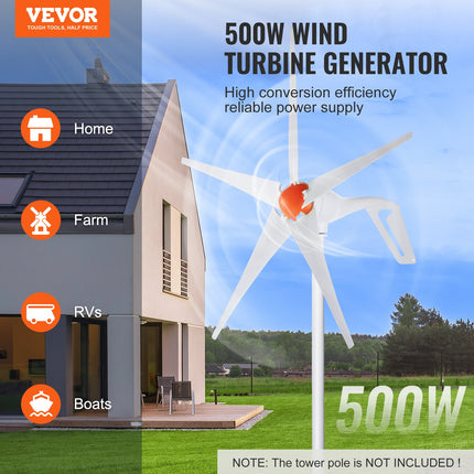 Vėjo jėgainė VEVOR 500W 12V, 500 W galia
