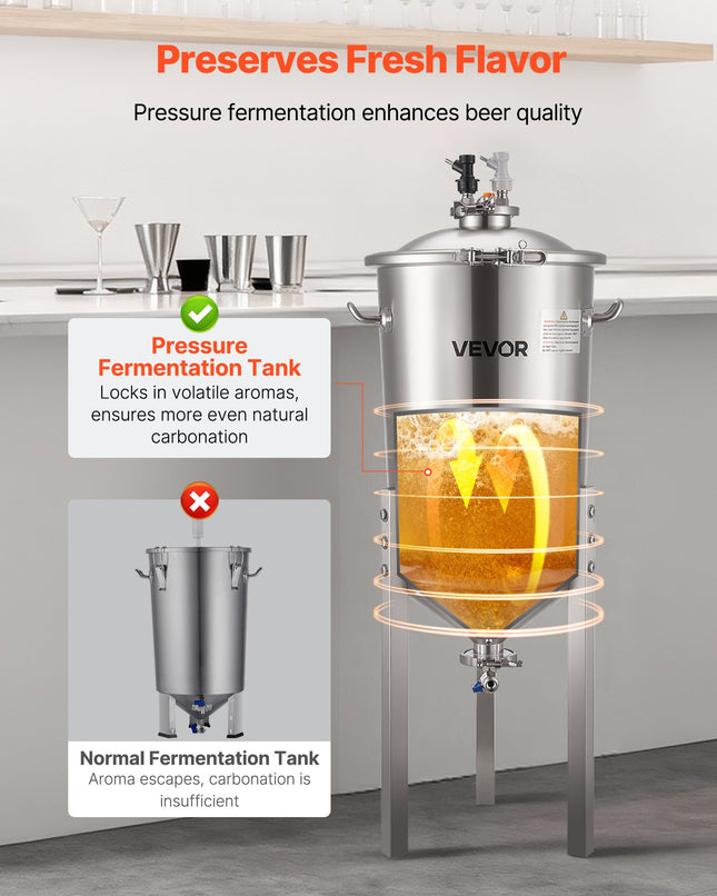 Koninis fermentatorius VEVOR DM-NF350-B, 30 l