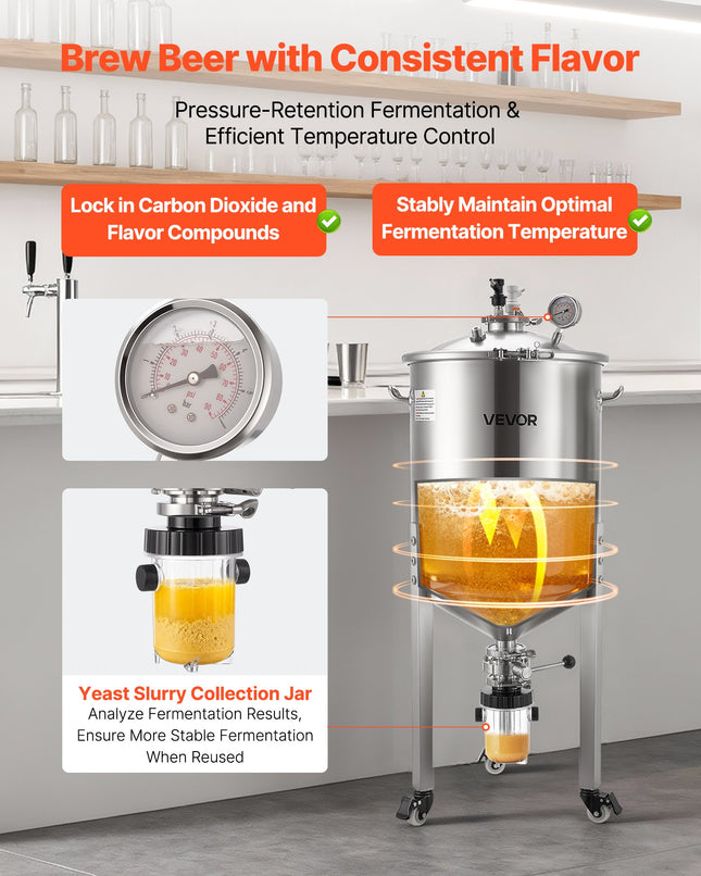 Konusinis fermentatorius VEVOR F60S02, 60 l