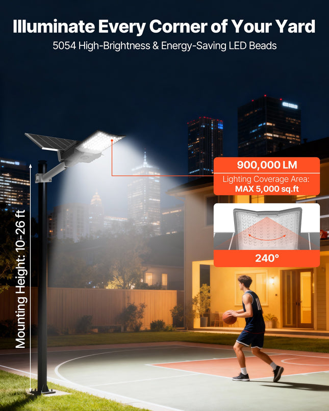 Saulės energijos gatvės šviestuvas VEVOR RBTYNLD-001, 12000W