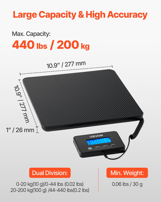 Skaitmeninės pašto svarstyklės VEVOR P6H, 200 kg
