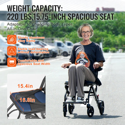 Neįgaliojo vežimėlis VEVOR FS800LBJF4, 100 kg apkrova