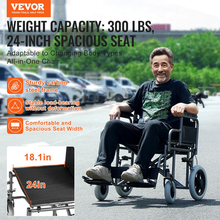 Neįgaliojo vežimėlis VEVOR FS210ABEJP-61, 136 kg keliamoji galia