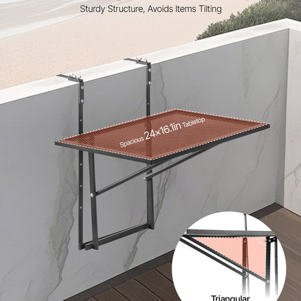 Pakabinamas balkono staliukas VEVOR DL-BC02, 61 x 41 cm