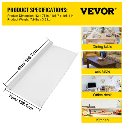 Skaidri stalo apsauga VEVOR SL15-FT108200, 1,5 mm storio