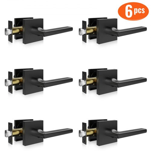 Vidaus durų rankenų komplektas VEVOR KJ2118-PS-BLK, 6 vnt., matinė juoda