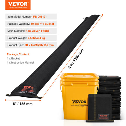 Apsaugos nuo potvynių barjerai VEVOR FB-01008, 1530 x 155 mm