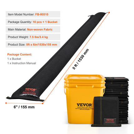 Apsaugos nuo potvynių barjerai VEVOR FB-01008, 1530 x 155 mm
