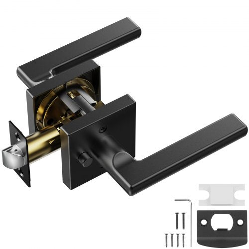 Vidaus durų rankena su užraktu VEVOR KJ2118-BK-BLK, matinė juoda