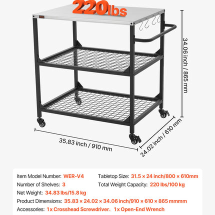 Lauko kepsninės vežimėlis VEVOR WER-V4, 800 x 610 mm